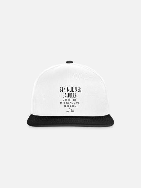 Bauherr Häuslebauer Lustiger Spruch Hausbau - Snapback Cap - Weiß/Schwarz