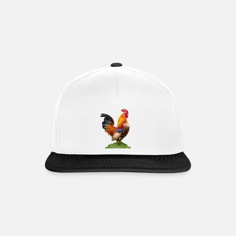 stolzer, männlicher Hahn. Freigestellt,Chef Symbol - Snapback Cap - Weiß/Schwarz