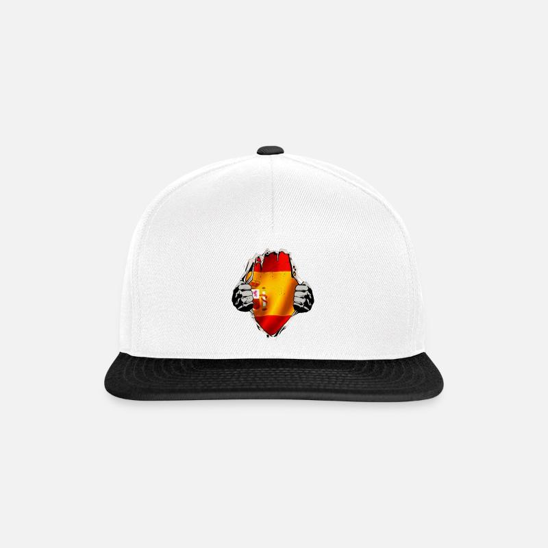 Spanien - Spanische Flagge unterm Shirt - Snapback Cap - Weiß/Schwarz