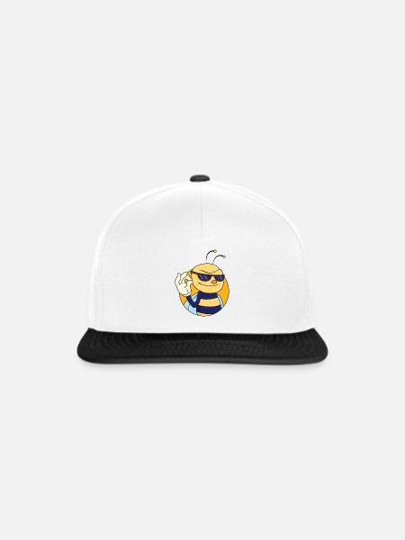 OK Zeichen Biene - Snapback Cap - Weiß/Schwarz