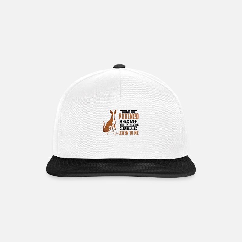 Podenco Spanischer Windhund - Snapback Cap - Weiß/Schwarz