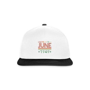 73. Geburtstag Juni Jahrgang 1949 Geschenkidee - Snapback Cap - Weiß/Schwarz - Vorne