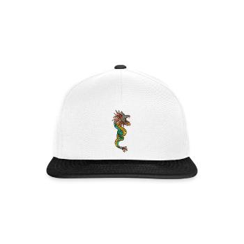 Quetzalcoatl Aztekische Maya Gefiederte Schlange - Snapback Cap - Weiß/Schwarz - Vorne
