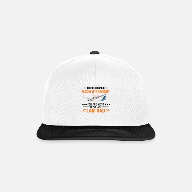 Flugbegleiter Vater Flight Attendant Dad - Snapback Cap - Weiß/Schwarz