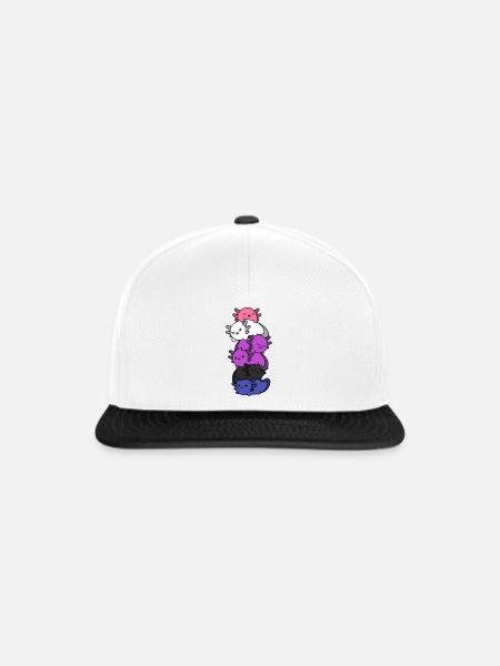 Kawaii Axolotl Haufen Genderfluid Stolz - Snapback Cap - Weiß/Schwarz