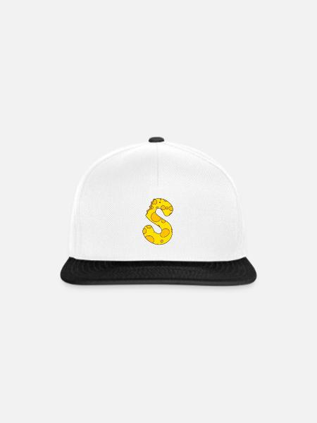 Buchstabe S - Snapback Cap - Weiß/Schwarz