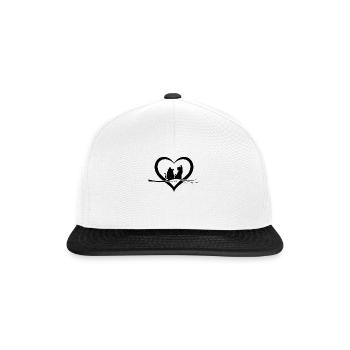 Cats In Lover I Niedliche Katze Herz - Snapback Cap - Weiß/Schwarz - Vorne