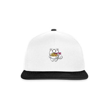 Kawaii Cat Japanese Ramen Noodles Cute Kat - Snapback Cap - white/black - Front