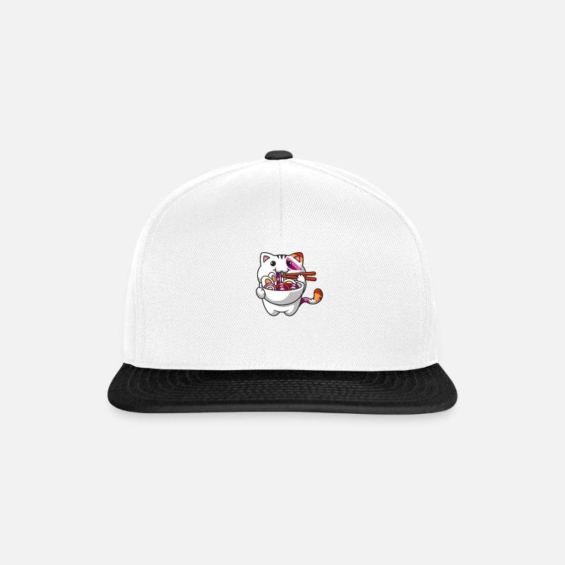 Pride Gay Kawaii Cat Ramen Nuudelit - Snapback Cap - valkoinen/musta