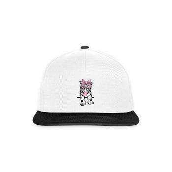 Tiger kaut Kaugummi Tiger mit Kaugummi - Snapback Cap - Weiß/Schwarz - Vorne