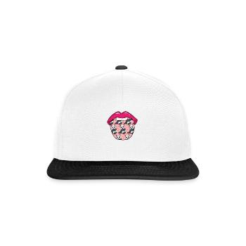 Großer Panda Pandabär Lippen - Snapback Cap - Weiß/Schwarz - Vorne