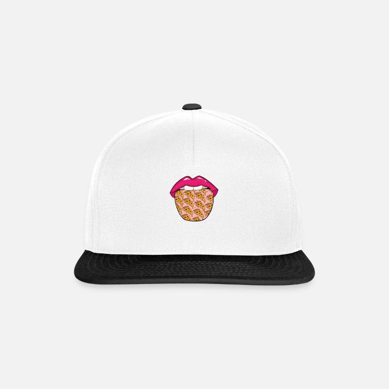 Pizza Zunge - Snapback Cap - Weiß/Schwarz