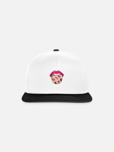 French Bulldog Lippen - Snapback Cap - Weiß/Schwarz