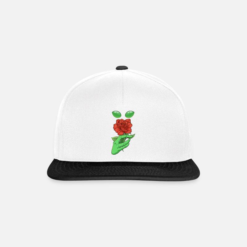 Cryptidcore Aesthetic Red Rose Alien Cryptid - Snapback Cap - Weiß/Schwarz