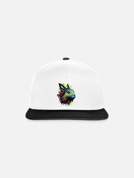 Kaninchen Hase Ostern Geschenk Bunt Hasengesicht - Snapback Cap - Weiß/Schwarz