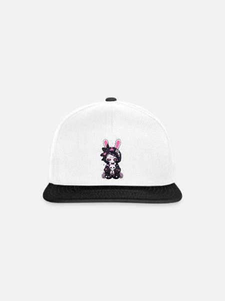 Goth Bunny Anime Girl Cute Grunge Gothik Outfit - Snapback Cap - Weiß/Schwarz