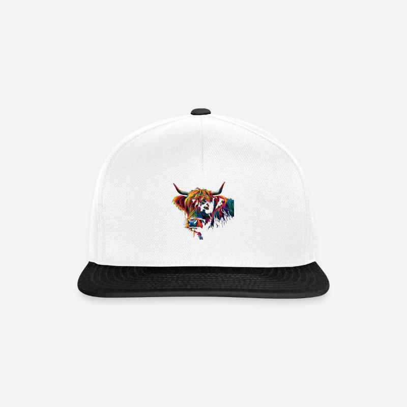 Highland Cow Scottish Highlands Rustic Cattle - Snapback Cap - white/black