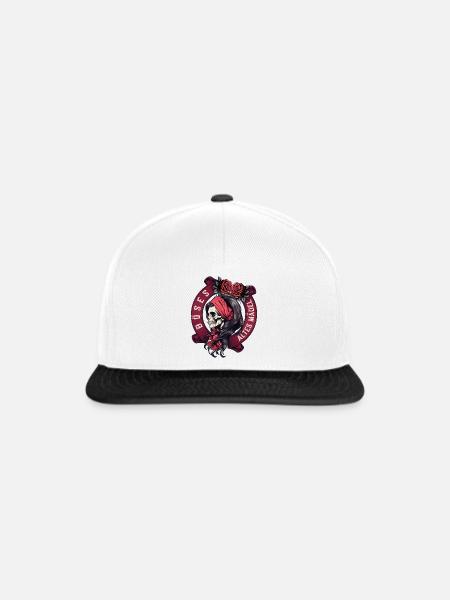 Böses Altes Mädel Bandana Rosen Schädel Totenkopf - Snapback Cap - Weiß/Schwarz