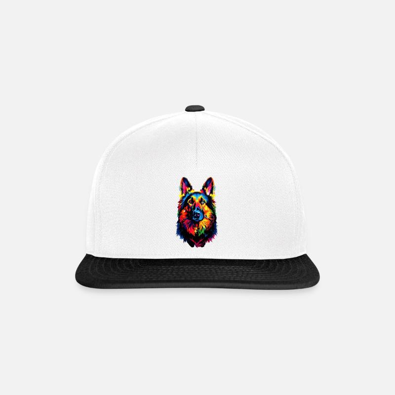 Schäferhund Bunte Farben Pop Art Hund Schäferhunde - Snapback Cap - Weiß/Schwarz
