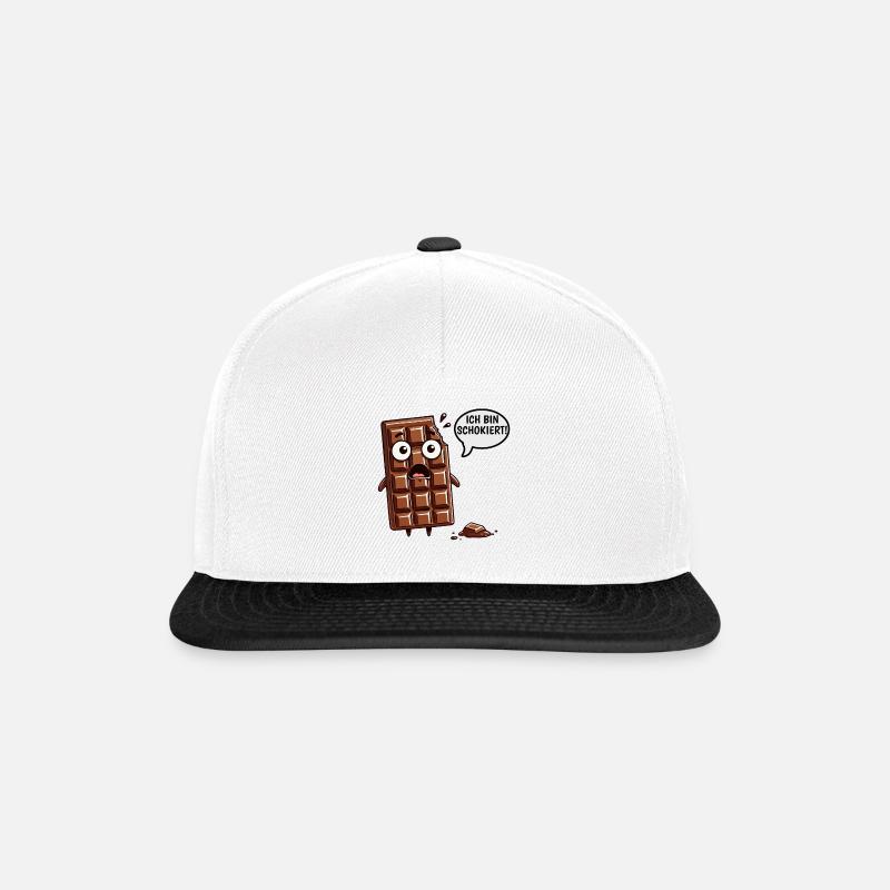Ich Bin Schokiert Lustige Deutsche Schokolade - Snapback Cap - Weiß/Schwarz