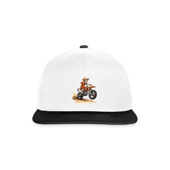 Motocross und Dirt bike - Snapback Cap - Weiß/Schwarz - Vorne