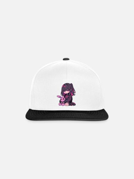 Anime Girl Goth Bunny Grunge Cute Kawaii Edgy - Snapback Cap - Weiß/Schwarz