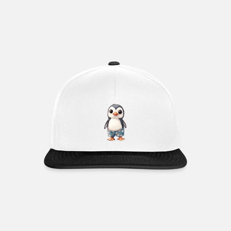 Pinguin in Badehose - Snapback Cap - Weiß/Schwarz