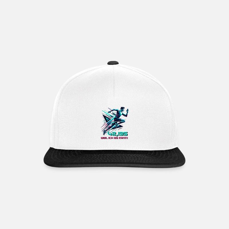 Marathon Sprüche Marathonläufer Geschenk - Snapback Cap - Weiß/Schwarz