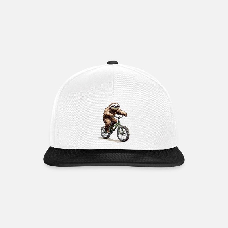 Faultier auf Fahrrad - Snapback Cap - Weiß/Schwarz