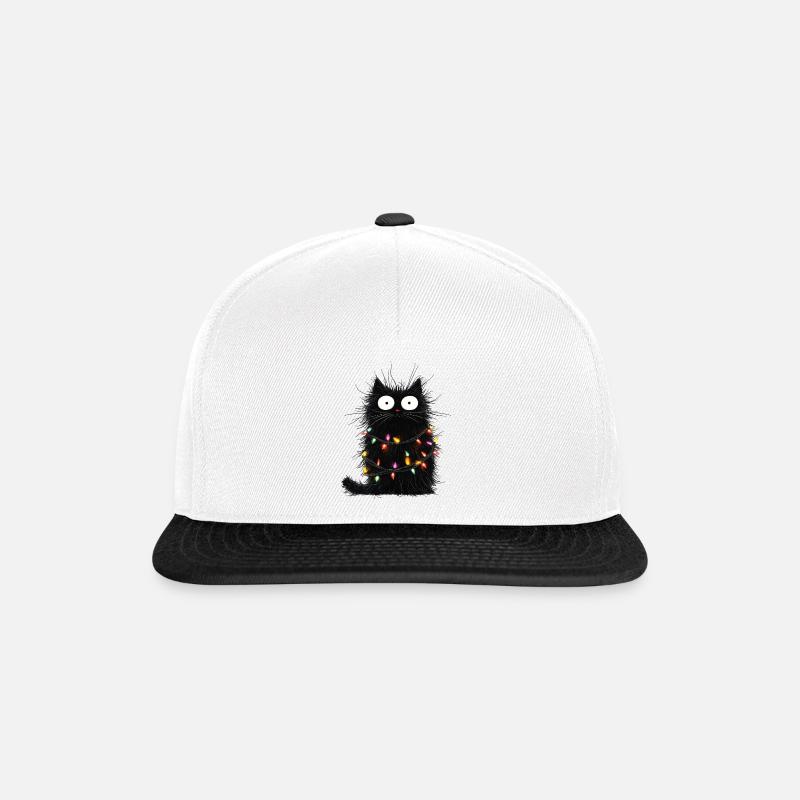 Lustige Katze Weihnachtsbaum Lichterkette Geschenk - Snapback Cap - Weiß/Schwarz