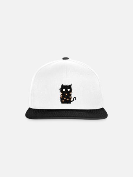 Funny Fairy Lights Cat Christmas Tree Gift - Snapback Cap - white/black