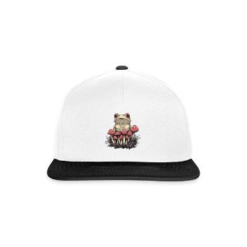 Cottagecore Frog with Mushrooms - Snapback Cap - white/black - Front