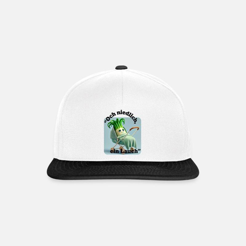 Lauch im Kinderwagen " Och niedlich, ein Lauch" - Snapback Cap - Weiß/Schwarz