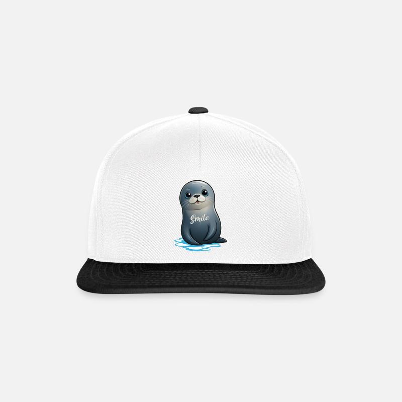 Niedlicher Seehund - Snapback Cap - Weiß/Schwarz
