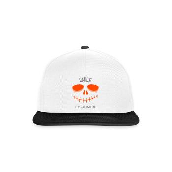 Smile... It's Halloween! - Snapback Cap - Weiß/Schwarz - Vorne