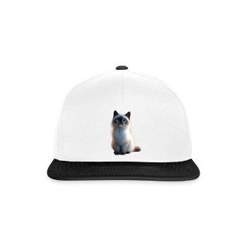 Birma Katze Heilige Birmakatze Süße Birma Katzen - Snapback Cap - Weiß/Schwarz - Vorne