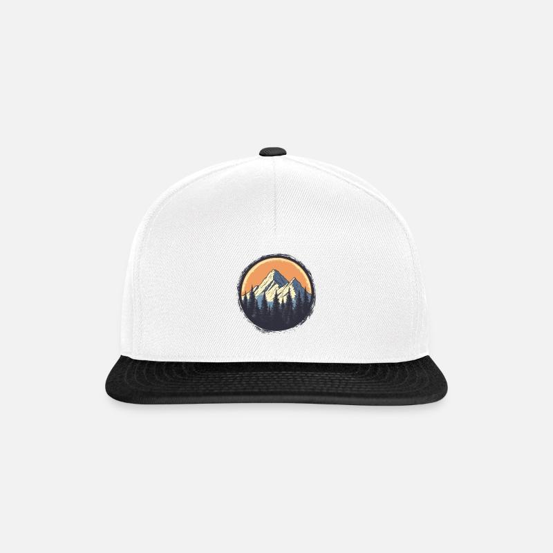 Berge und Wald, ein Wander Design - Snapback Cap - Weiß/Schwarz