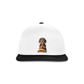 Dackel - Snapback Cap - Weiß/Schwarz - Vorne