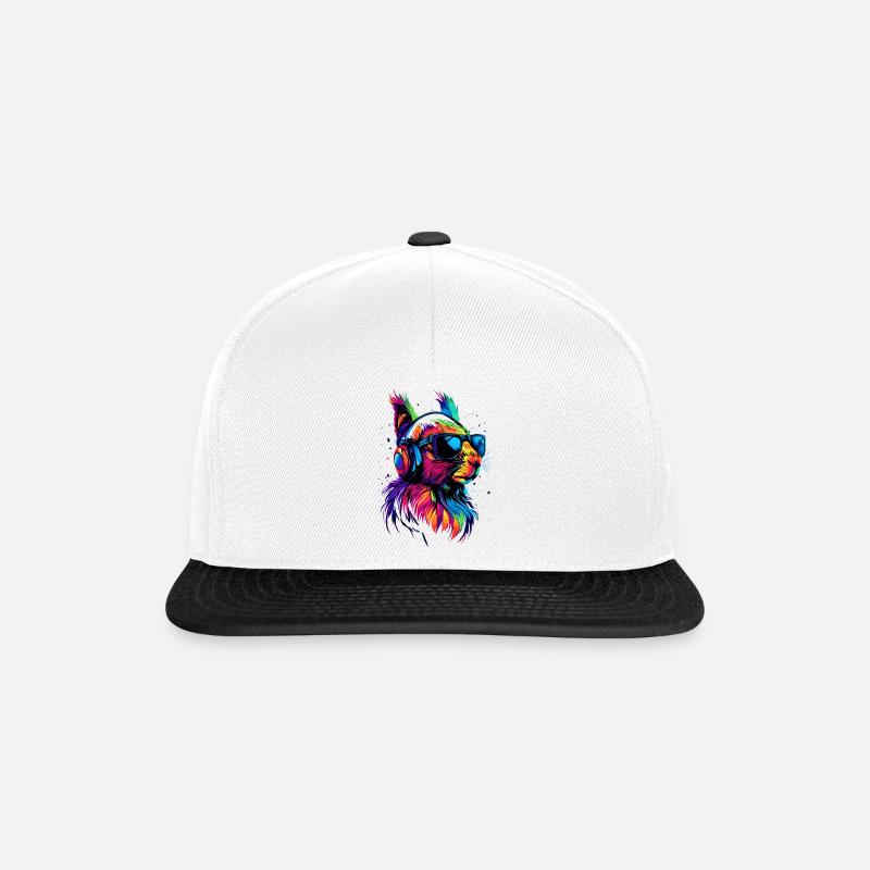 Eichhörnchen Kopfhörer Bunt Popart DJ Eichhörnchen - Snapback Cap - Weiß/Schwarz