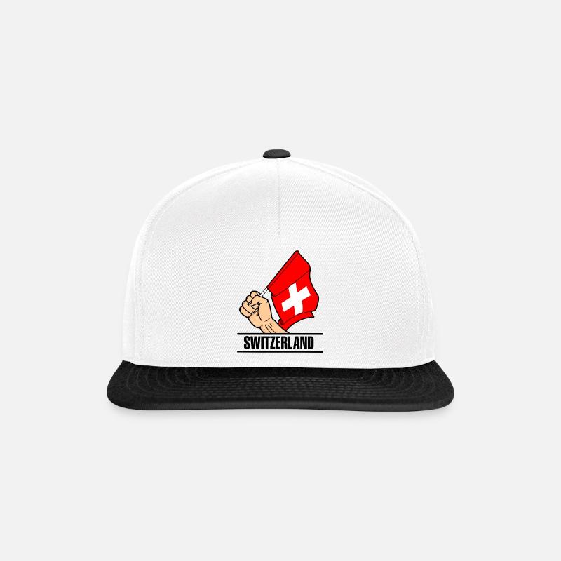 Flagge Schweiz erster Text SCHWEIZ - Snapback Cap - Weiß/Schwarz