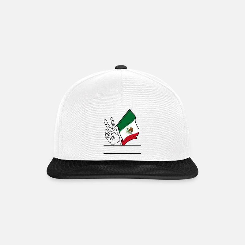 Flagge Mexiko transparentes Peace-Zeichen Textfeld - Snapback Cap - Weiß/Schwarz