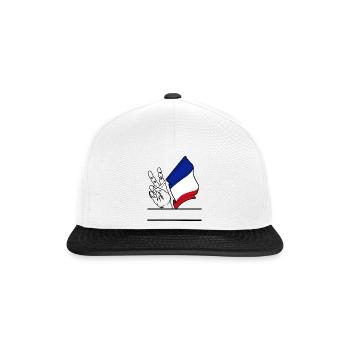 Drapeau France signe de paix espace texte - Casquette snapback - blanc/noir - Devant