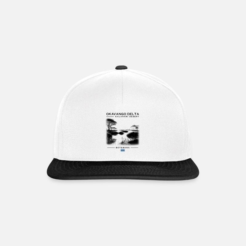 Entdecken Sie das Okavango Delta Botswana Abenteuer - Snapback Cap - Weiß/Schwarz