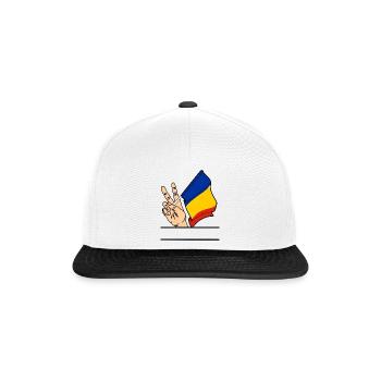 Drapeau Roumanie signe de paix espace texte - Casquette snapback - blanc/noir - Devant