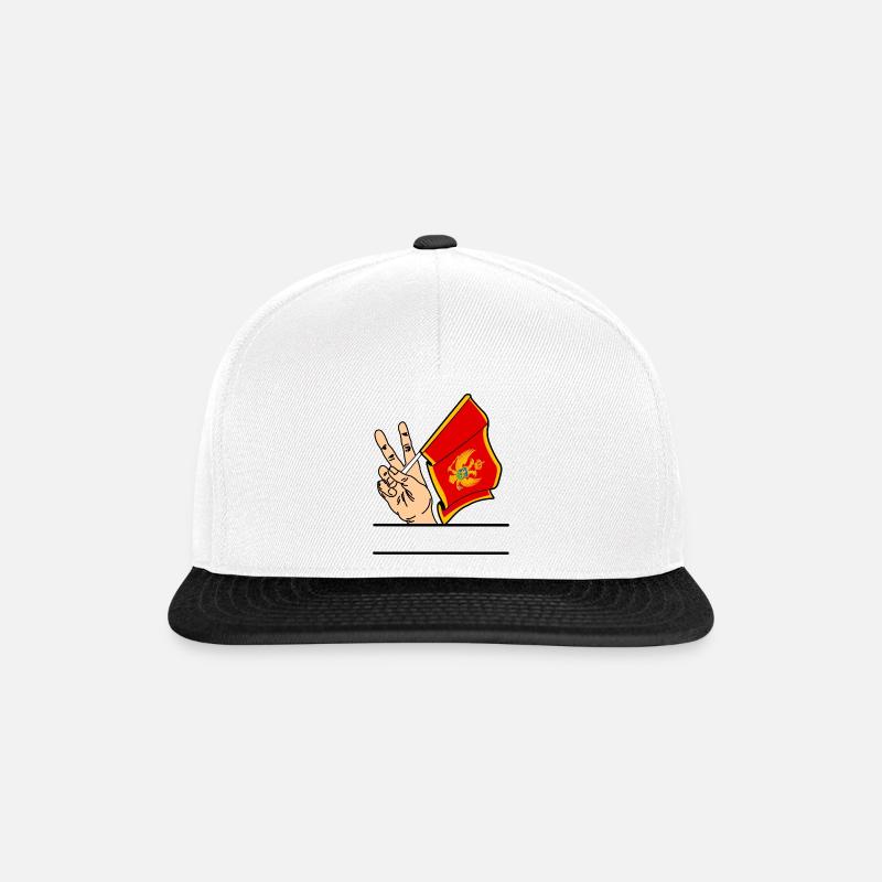 Flagge Montenegro Friedenszeichen Textraum - Snapback Cap - Weiß/Schwarz