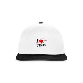 I Love Salzburg Herz und Pfeil Stadt Liebe - Snapback Cap - Weiß/Schwarz - Vorne