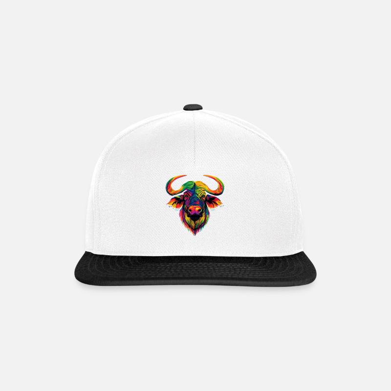 Büffel Kaffernbüffel Safari Afrikanischer Büffel - Snapback Cap - Weiß/Schwarz