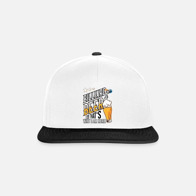 Billiard und Bier darum bin ich hier Geschenkidee - Snapback Cap - Weiß/Schwarz