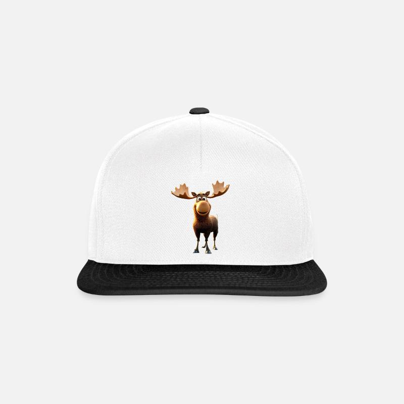 Elch Moose Elchbulle Geweih Hirsch Wilde Elche - Snapback Cap - Weiß/Schwarz