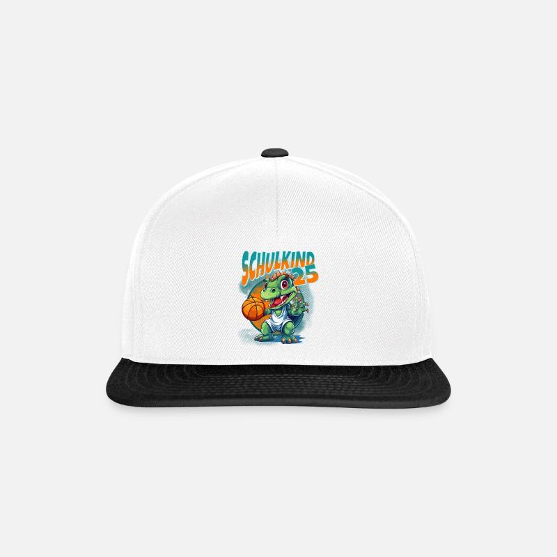 Schulkind 2025 Dinosaurier Dino Einschulung Schule - Snapback Cap - Weiß/Schwarz